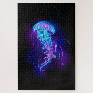 Vibrant Colour Glowing Jellyfish Jigsaw Puzzle
