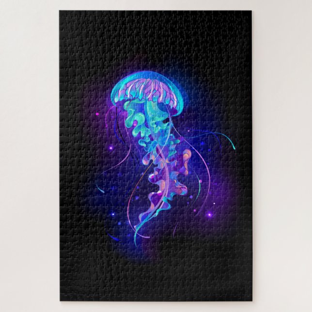 Vibrant Colour Glowing Jellyfish Jigsaw Puzzle (Vertical)