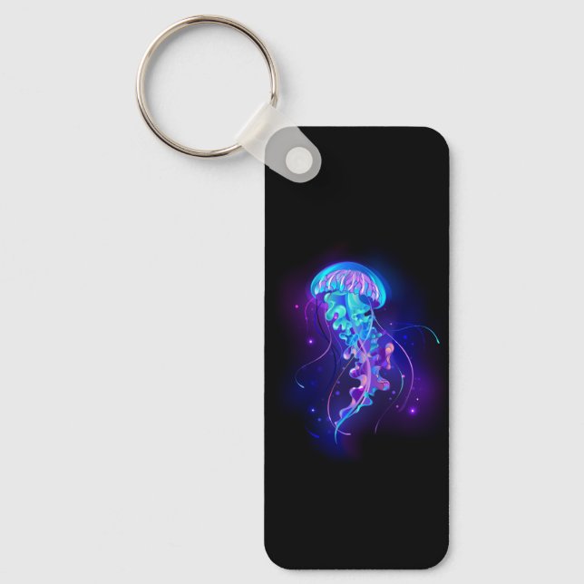 Vibrant Colour Glowing Jellyfish Key Ring (Front)