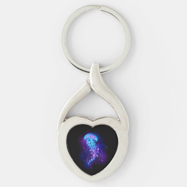 Vibrant Colour Glowing Jellyfish Key Ring (Front)