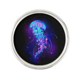Vibrant Colour Glowing Jellyfish Lapel Pin