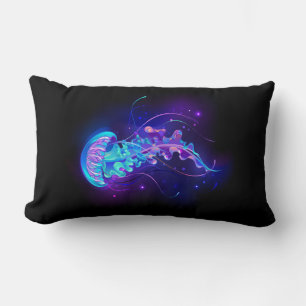 Vibrant Colour Glowing Jellyfish Lumbar Cushion