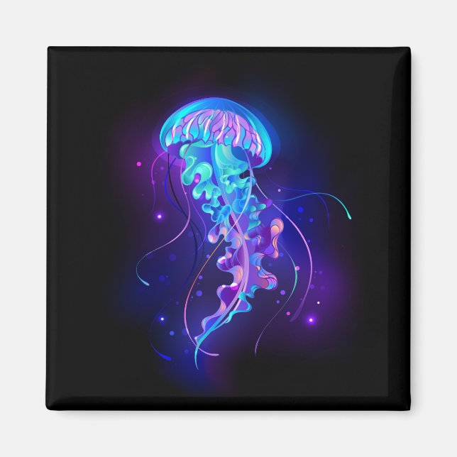 Vibrant Colour Glowing Jellyfish Magnet (Front)