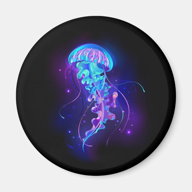 Vibrant Colour Glowing Jellyfish Magnet (Front)