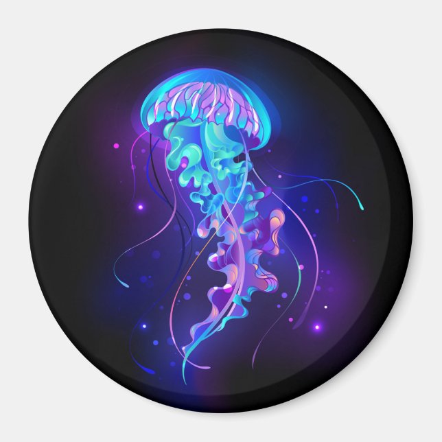 Vibrant Colour Glowing Jellyfish Magnet (Front)