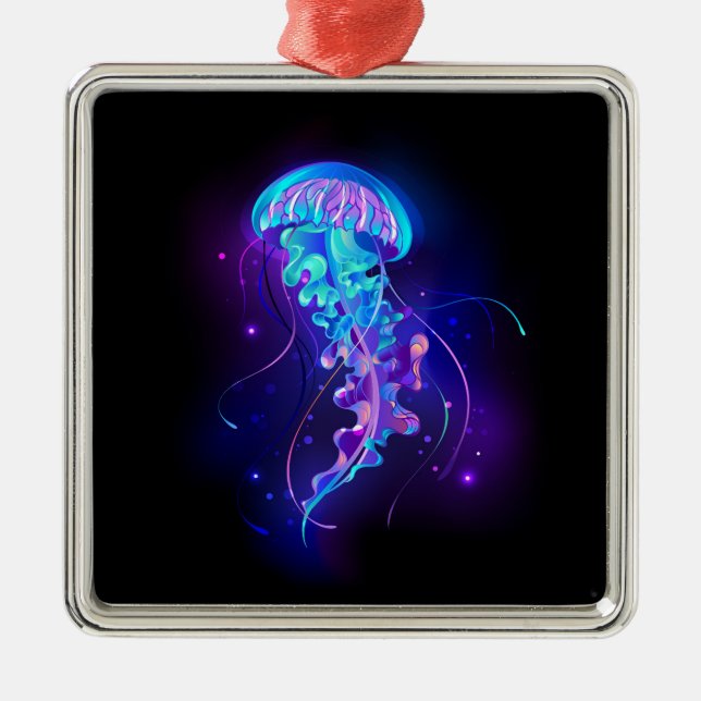 Vibrant Colour Glowing Jellyfish Metal Ornament (Front)