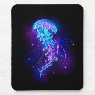 Vibrant Colour Glowing Jellyfish Mouse Pad