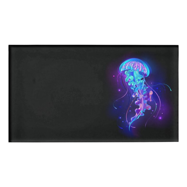 Vibrant Colour Glowing Jellyfish Name Tag (Front)