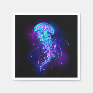 Vibrant Colour Glowing Jellyfish Napkin
