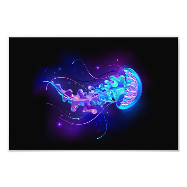 Vibrant Colour Glowing Jellyfish Photo Print (Front)