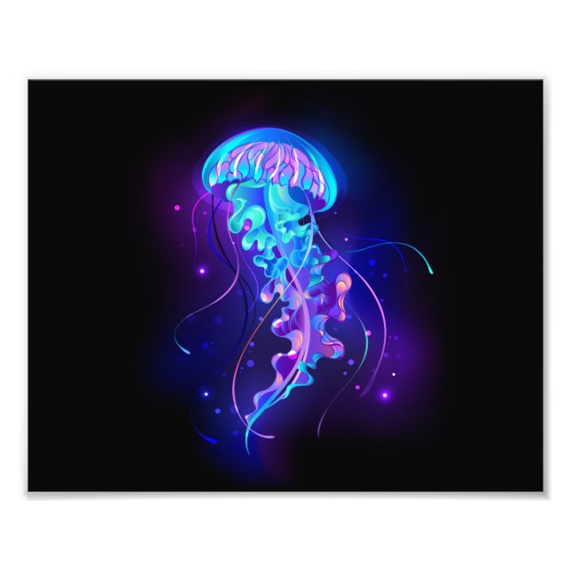 Vibrant Colour Glowing Jellyfish Photo Print (Front)