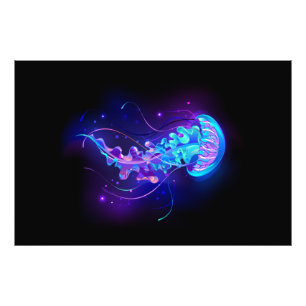 Vibrant Colour Glowing Jellyfish Photo Print