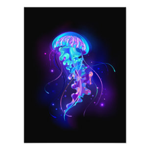 Vibrant Colour Glowing Jellyfish Photo Print