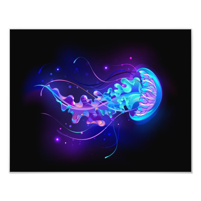 Vibrant Colour Glowing Jellyfish Photo Print (Front)