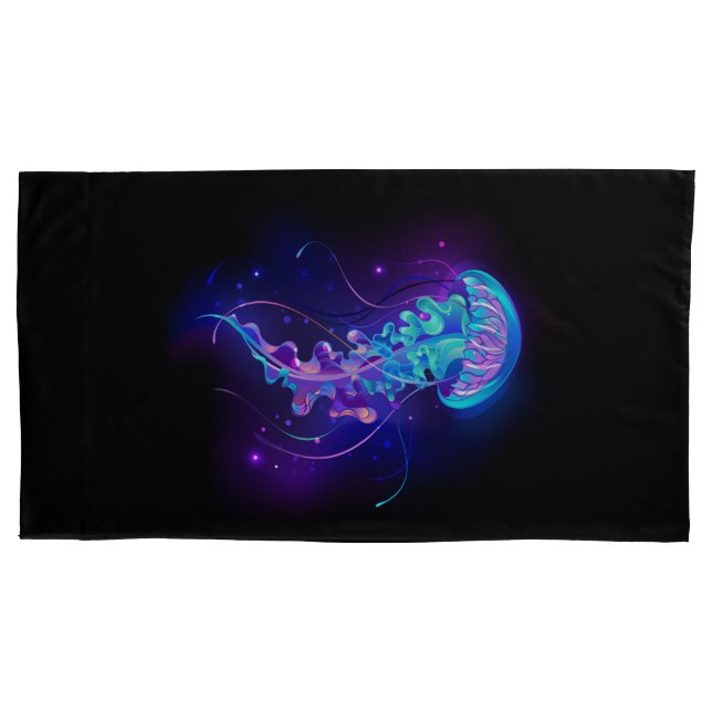 Vibrant Colour Glowing Jellyfish Pillowcase (Front-Left)
