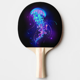 Vibrant Colour Glowing Jellyfish Ping Pong Paddle