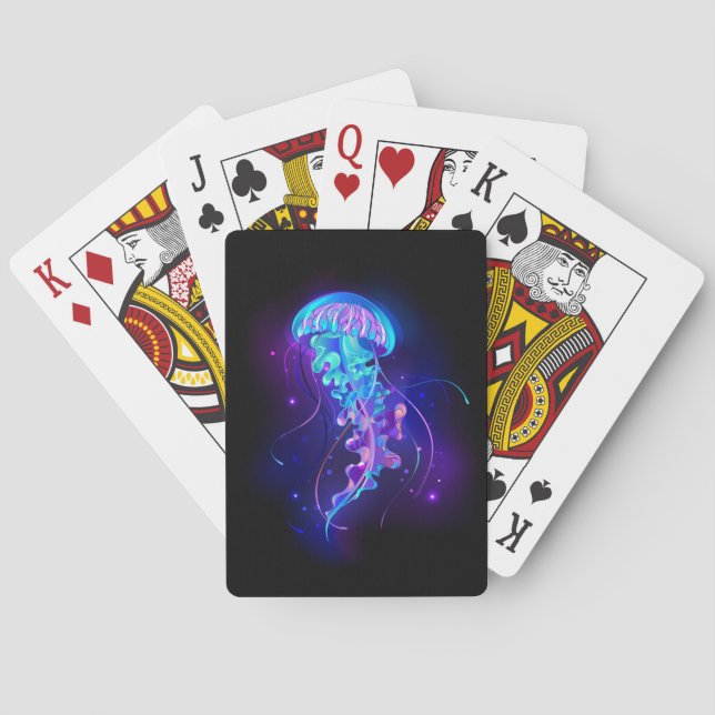 Vibrant Colour Glowing Jellyfish Playing Cards (Back)