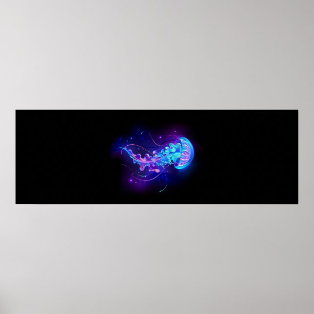 Vibrant Colour Glowing Jellyfish Poster (Front)