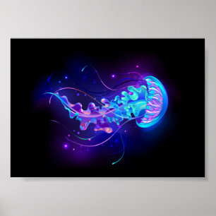 Vibrant Colour Glowing Jellyfish Poster