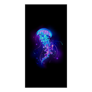 Vibrant Colour Glowing Jellyfish Poster