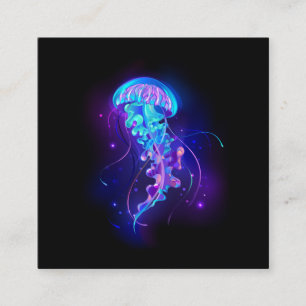 Vibrant Colour Glowing Jellyfish Square Business Card
