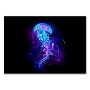 Vibrant Colour Glowing Jellyfish Table Number