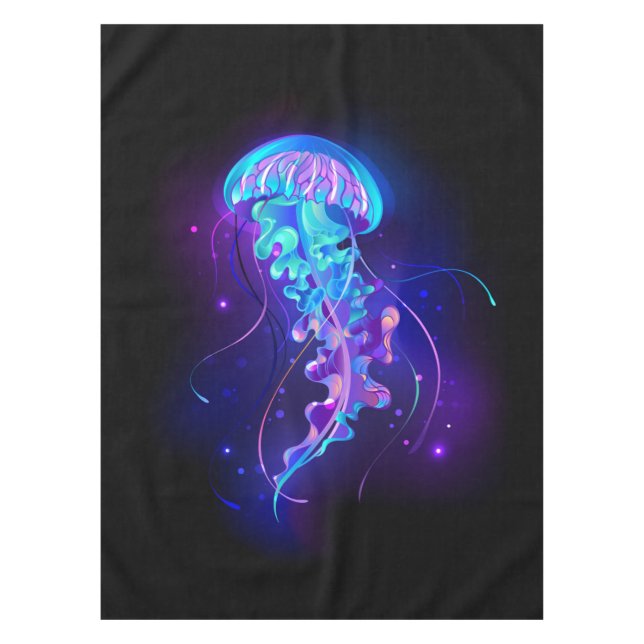 Vibrant Colour Glowing Jellyfish Tablecloth (Front)