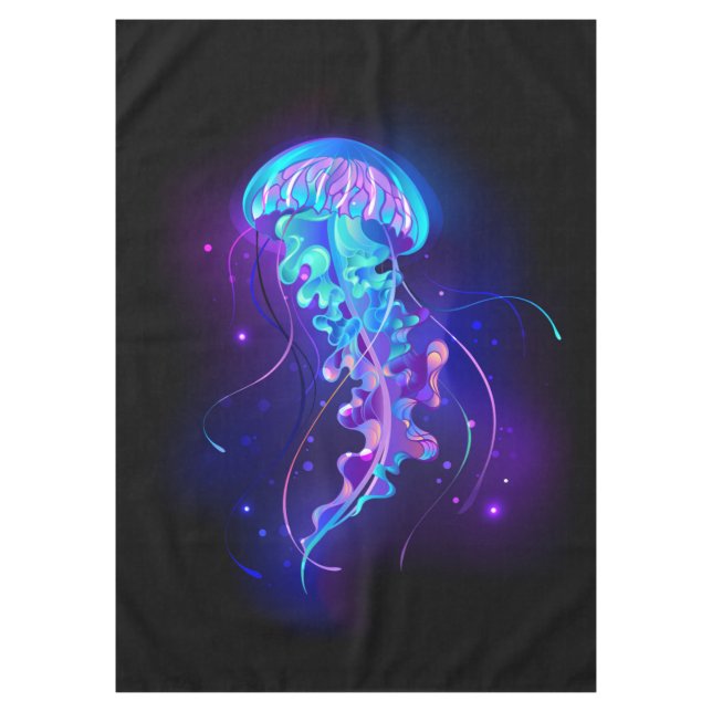 Vibrant Colour Glowing Jellyfish Tablecloth (Front)