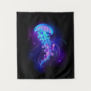 Vibrant Colour Glowing Jellyfish Tapestry