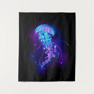 Vibrant Colour Glowing Jellyfish Tapestry