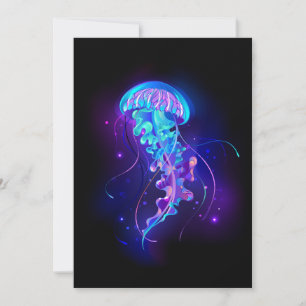 Vibrant Colour Glowing Jellyfish Thank You Card