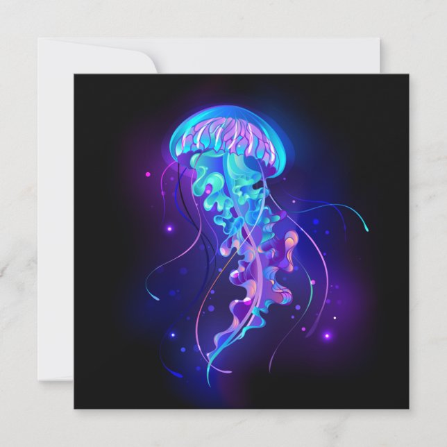 Vibrant Colour Glowing Jellyfish Thank You Card (Front)