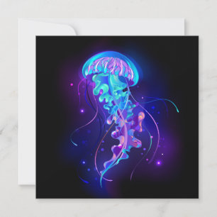 Vibrant Colour Glowing Jellyfish Thank You Card