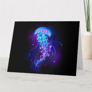 Vibrant Colour Glowing Jellyfish Thank You Card