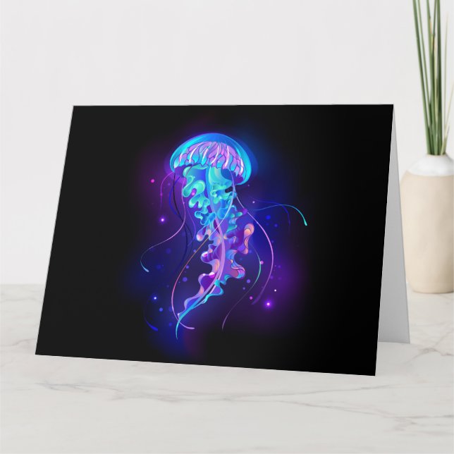 Vibrant Colour Glowing Jellyfish Thank You Card (Front)