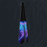 Vibrant Colour Glowing Jellyfish Tie<br><div class="desc">Large,  blue,  artistically drawn,  glowing,  bright jellyfish,  with long tentacles on black background with purple bioluminescence. Luminous jellyfish.</div>