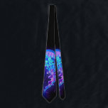 Vibrant Colour Glowing Jellyfish Tie<br><div class="desc">Large, blue, artistically drawn, glowing, bright jellyfish, with long tentacles on black background with purple bioluminescence. Luminous jellyfish.</div>