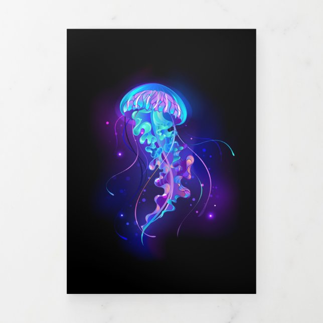 Vibrant Colour Glowing Jellyfish Tri-Fold Announcement (Cover)