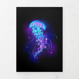 Vibrant Colour Glowing Jellyfish Tri-Fold Card