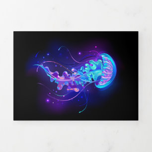 Vibrant Colour Glowing Jellyfish Tri-Fold Card