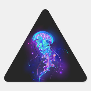 Vibrant Colour Glowing Jellyfish Triangle Sticker