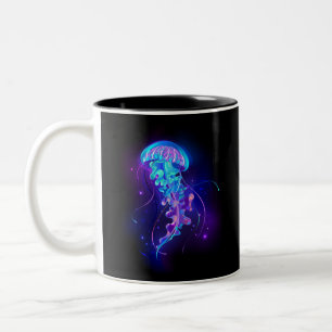 Vibrant Colour Glowing Jellyfish Two-Tone Coffee Mug