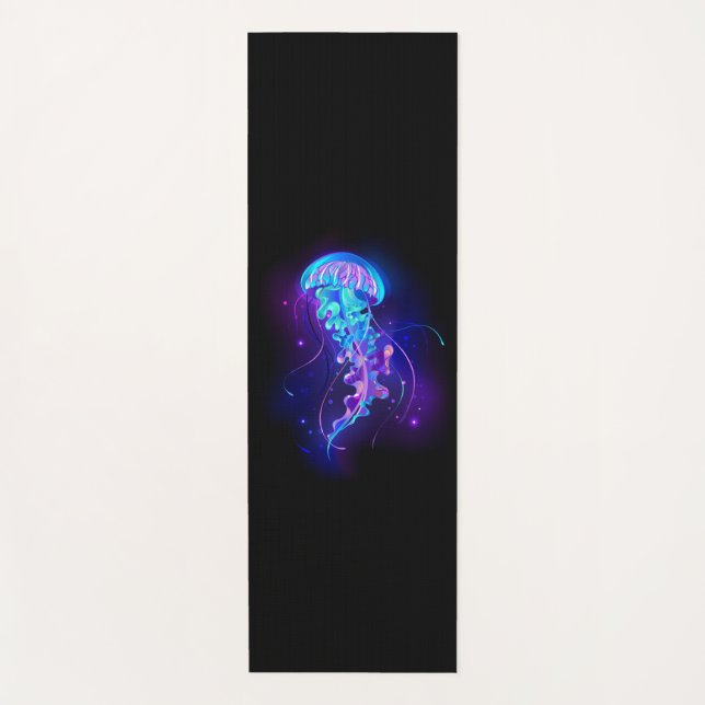 Vibrant Colour Glowing Jellyfish Yoga Mat (Front)