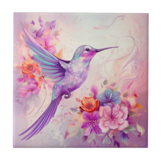 Vibrant Colour Hummingbird Ceramic Tile