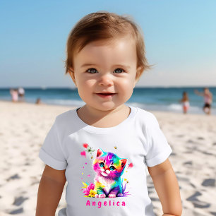 Vibrant colour kitten Name Baby T-Shirt