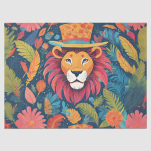 Vibrant Colour Lion with Top Hat Tissue Paper