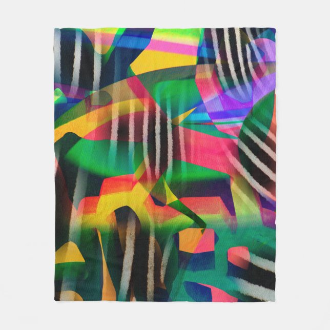 vibrant colour mixed digital pattern design made w fleece blanket (Front)