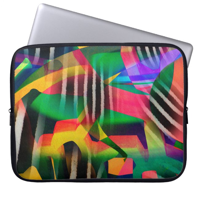 vibrant colour mixed digital pattern design made w laptop sleeve (Front)