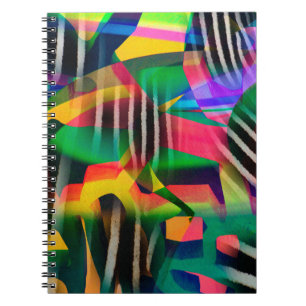 vibrant colour mixed digital pattern design made w notebook