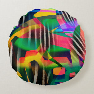vibrant colour mixed digital pattern design made w round cushion